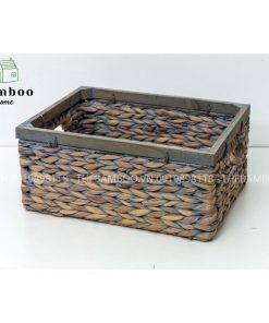 Giỏ bèo lục bình chữ nhật có khung gỗ - Giỏ mây tre - The bamboo