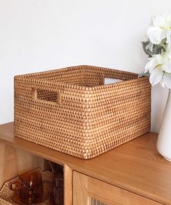 Giỏ chữ nhật có tay cầm mây tre - Chất liệu Guột - BamBoo Home