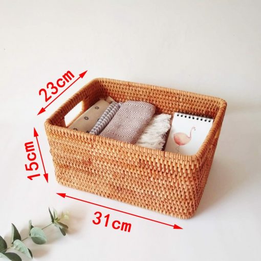 Giỏ chữ nhật có tay cầm mây tre - Chất liệu Guột - BamBoo Home