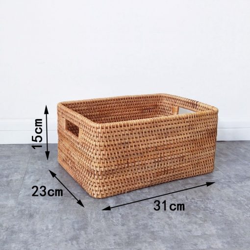 Giỏ chữ nhật có tay cầm mây tre - Chất liệu Guột - BamBoo Home