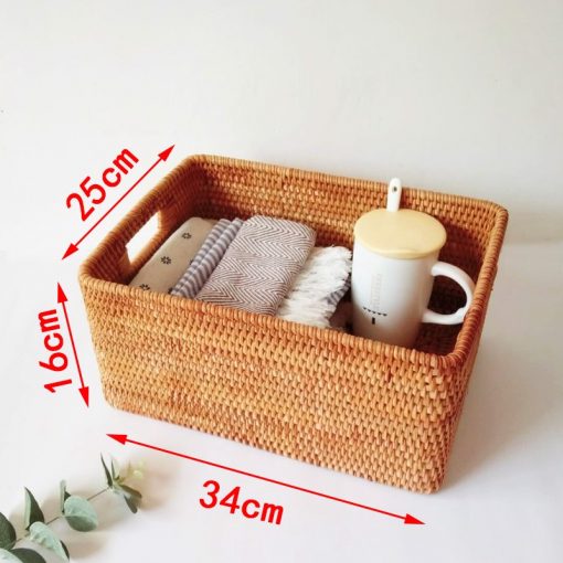 Giỏ chữ nhật có tay cầm mây tre - Chất liệu Guột - BamBoo Home