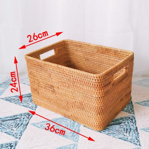 Giỏ chữ nhật có tay cầm mây tre - Chất liệu Guột - BamBoo Home