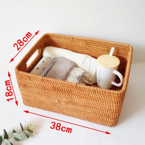 Giỏ chữ nhật có tay cầm mây tre - Chất liệu Guột - BamBoo Home