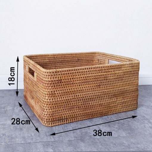 Giỏ chữ nhật có tay cầm mây tre - Chất liệu Guột - BamBoo Home