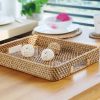 Khay mây tre đan chữ nhật có tay xách - Giỏ mây tre - The bamboo