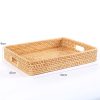 Khay mây tre đan chữ nhật có tay xách - Giỏ mây tre - The bamboo