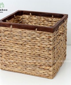 Giỏ bèo lục bình vuông có khung gỗ - Giỏ mây tre - The bamboo