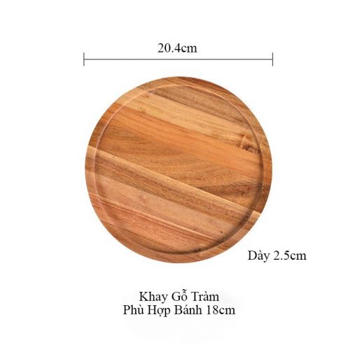 Khay gỗ nắp thuỷ tinh tròn đựng bánh sinh nhật - Khay thuỷ tinh decor - The Bamboo