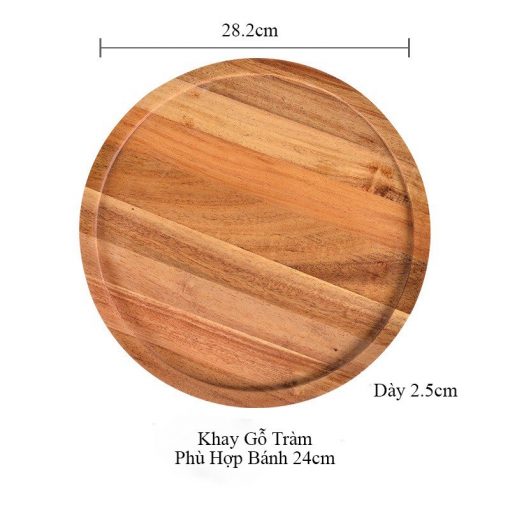 Khay gỗ nắp thuỷ tinh tròn đựng bánh sinh nhật - Khay thuỷ tinh decor - The Bamboo