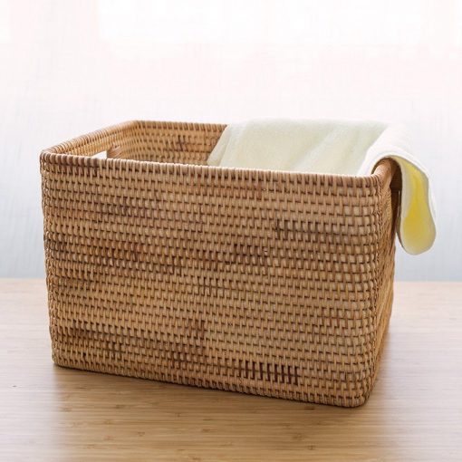 Giỏ chữ nhật có tay cầm mây tre - Chất liệu Guột - BamBoo Home