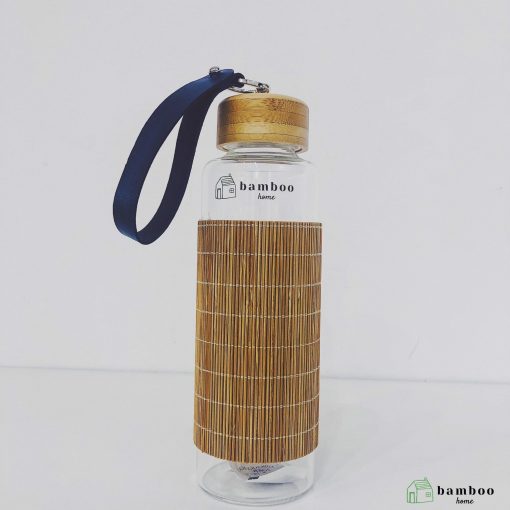 Bình nước tăm tre quai da - Thebamboo