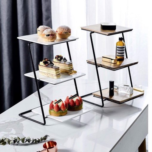 Khay gỗ cao su nhiều tầng decor hoa quả - Kệ đựng bánh cup cake nhập khẩu