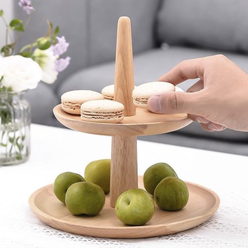 Khay gỗ cao su nhiều tầng decor hoa quả - Kệ đựng bánh cup cake nhập khẩu