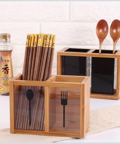 Ống tre đựng đũa thìa 2 ngăn - Ống đựng đũa thìa trang trí nhà bếp - The Bamboo