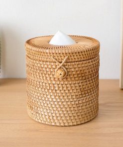 Hộp giấy ăn guột tròn - Hộp giấy ăn mây tre - The bamboo