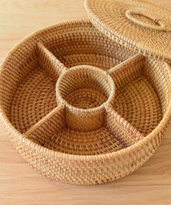 Khay mứt guột tròn 5 ngăn - Khay mây tre - Bamboo Home