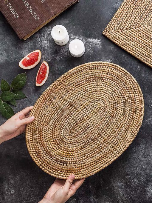 Tấm lót guột oval trang trí - lót mây tre đan - The bamboo