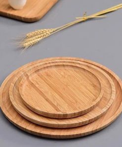 Khay tre tròn nhập khẩu  - Khay tre decor đựng bánh - Thebamboo