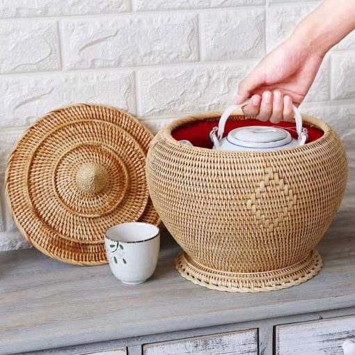 Giỏ mây tre ủ ấm tích - Bao ủ mây tre đan - The bamboo