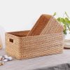 K001074 Giỏ mây tre đan chữ nhật lớn có tay xách - Giỏ mây tre - The bamboo